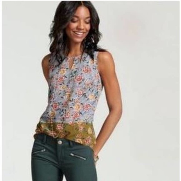 Cabi Penelope Flora Striped Tank Top Blouse Orange Blue White Green 5354 Sz S - Picture 2 of 8